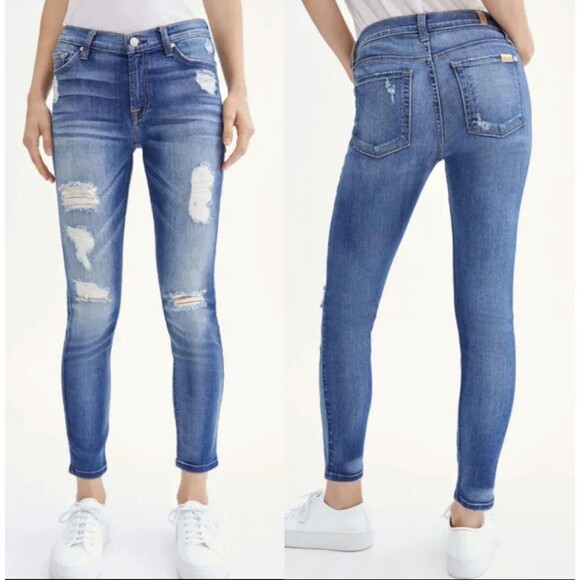 7 For All Mankind The Ankle Skinny Women's Distressed Jeans Size 24 - Picture 3 of 11